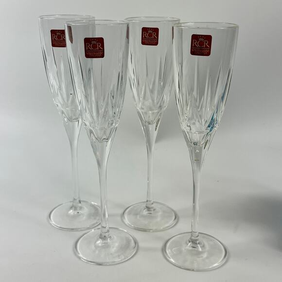 RCR Cristalleria Italiana for Disaronno Champagne Flutes Set of 4 Crystal 9.25" - Picture 1 of 9